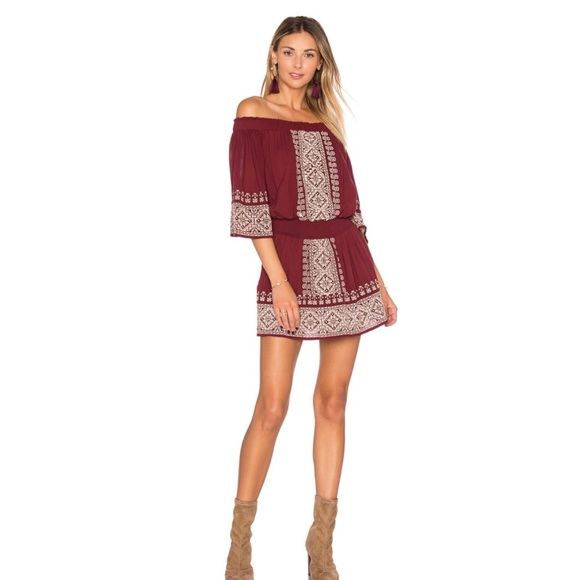 TULAROSA REVOLVE OFF-THE-SHOULDER EMBROIDERED MINI DRESS - Picture 9 of 9